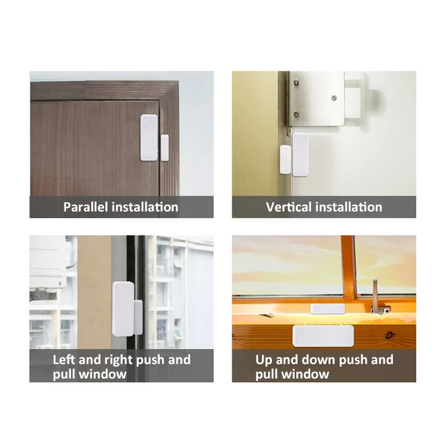 10pcs Two way Wireless Door Window Magnetic Sensor Alarm System for Home Security 433MHz Door Detector Contact Open/Close Signal 5