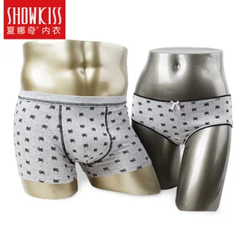 

New fashion cotton black little cats couple underwear men's boxer shorts and women's underpants panties for couple