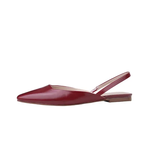 Женская обувь на плоской подошве с петлей на пятке; сезон весна; повседневные женские шлепанцы из натуральной кожи; яркие цвета; MT01 muyisxi - Цвет: wine red
