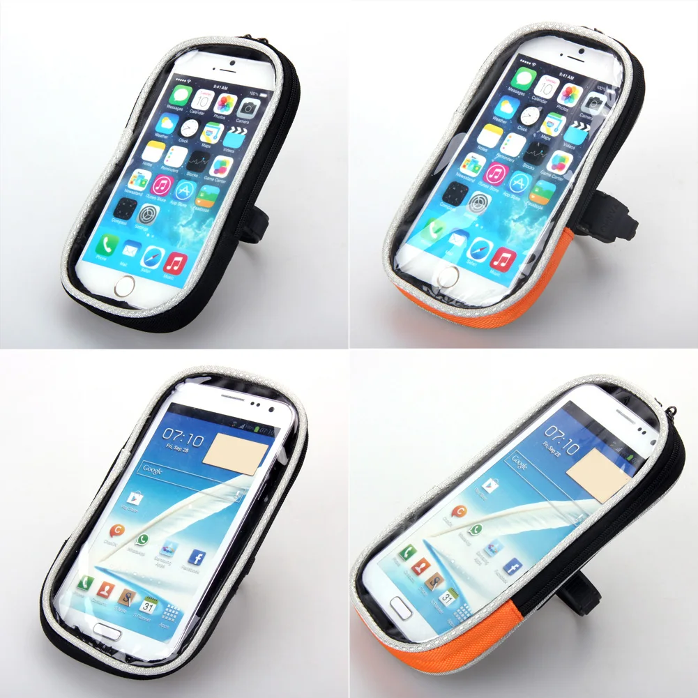Cheap Waterproof Bike Bicycle Front Bag Cycling Phone Case Touchable PVC Screen Cell Phone Bag Reflective 4.7-5.5inch Cycling Bags 8