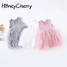 Г. Летнее Детское платье вечерние платья для девочек с имитацией двух вязанных топов одежда для маленьких девочек кружевное платье для маленьких девочек