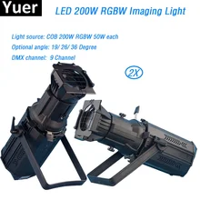 2Pcs/Lot COB RGBW 200W rgbw 4in1 Led Prefocus Profile DMX512 TV Studio Theater Stage Light Zoom follow Spot light led par light tiptop compacted size 200w rgbw zoom led studio light no flicker high frequency 2000hz silent working barndoor beam dimmer curve