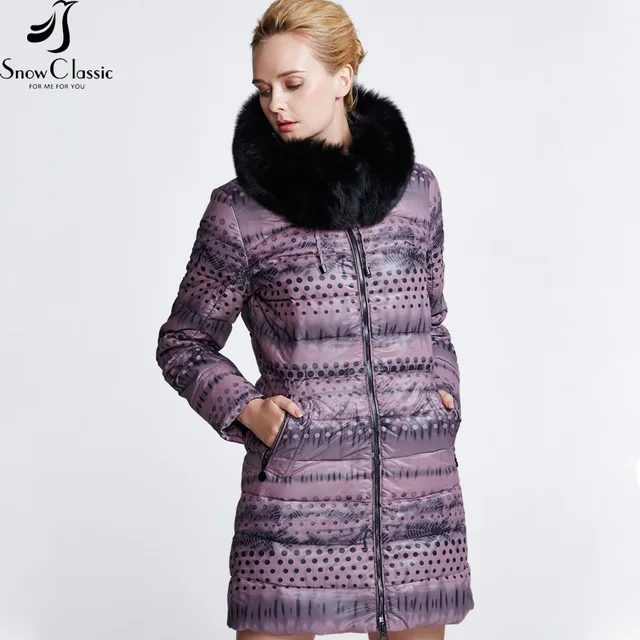 Snowclassic зимние теплые пуховик Женская длинная куртка Ultra Light 80% белый куртки-пуховики Толстый Тонкий дамы 6 цветов 2018