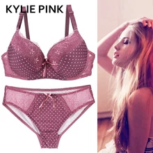 KYLIE, розовые кружевные комплекты бюстгальтеров и трусов для женщин, роскошные ремни, Бюстгальтеры на косточках, комплект нижнего белья, белье пуш-ап размера плюс, штаны, комплекты бюста