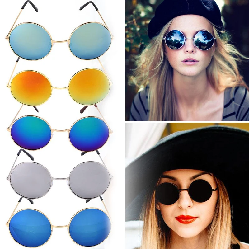

Sunglasses Uv400 Unisex Outdoor Round Mirrored Sports Glasses Vintage Men Retro Fashion Summer Sun-Shading