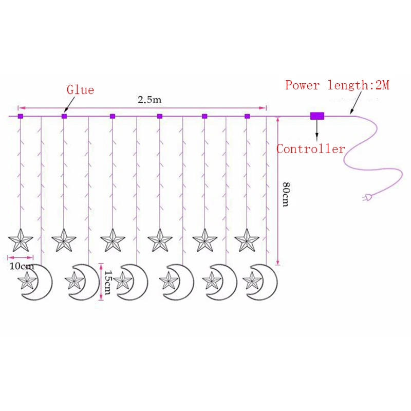 2,5 м 138LED Звезда Луна гирлянды шторы Фея свет дома спальня окна праздник Рождество Свадебные украшения лампы 8 режимов AC