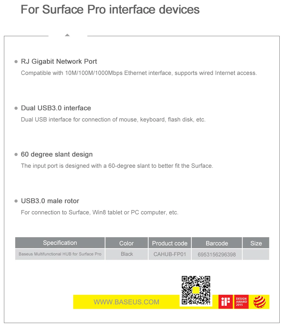 Baseus USB 3.0 HUB for Surface Pro USB A to RJ45 Multi-function USB A HUB For Flash Disk Keyboard Surface RT Notebook HUB