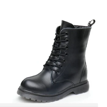 

Spring Children boots Genuine leather Mid-Calf Motorcycle boots Boys Girls Shoes Autumn Winter Kids Snow boots 03K