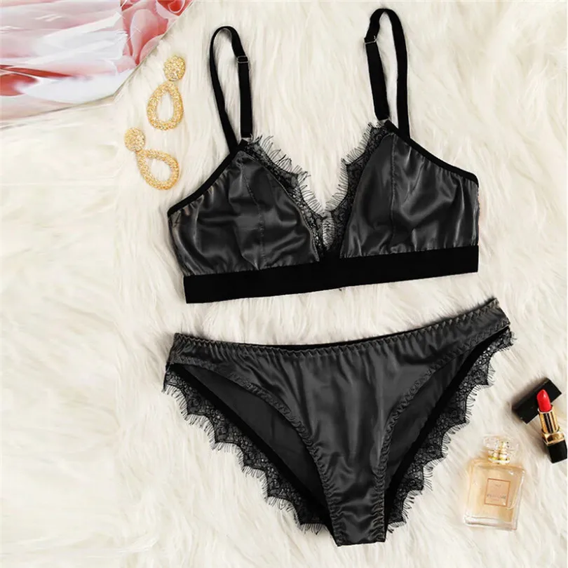Fashion Women Summer Sexy Satin Lace Lingerie Casual Daily Nightwear Patchwork Sleepwear Lingerie Underwear Sleepwear Set #4A22 (5)