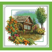 Вечная любовь рождественский дом с цветами экологический хлопок вышивка крестиком штампованные 11CT и 14CT печатные магазин акции
