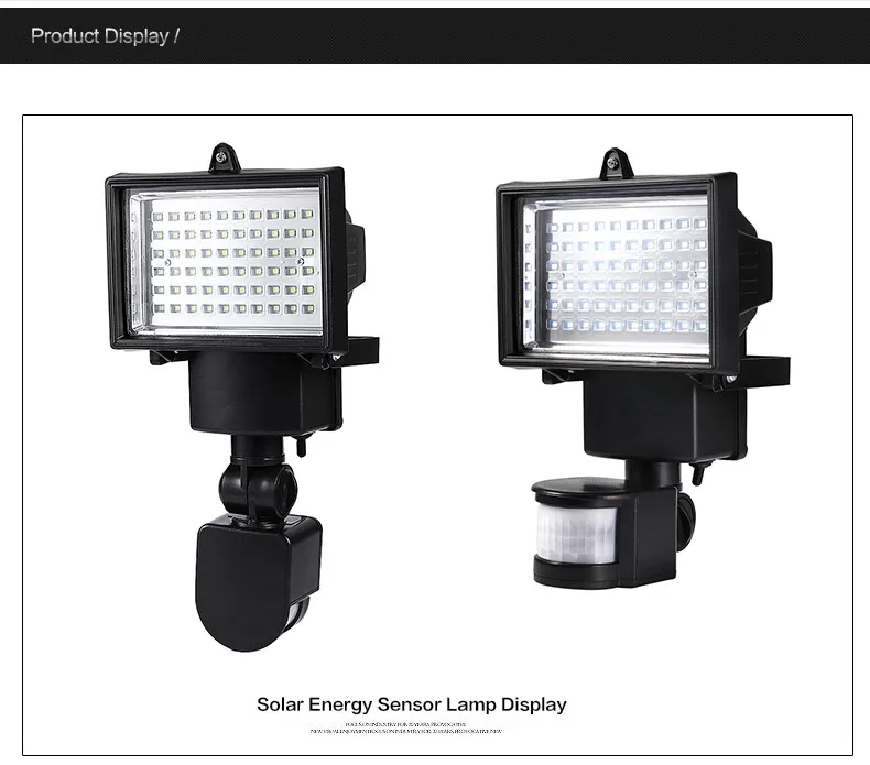 60 Светодиодный светильник на солнечной батарее, безопасный садовый светильник с датчиком движения PIR, настенный светильник для улицы, Водонепроницаемый аварийный светильник