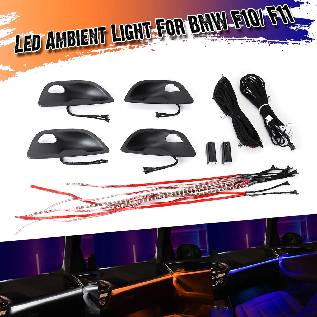 

3 Colors Led Ambient Lights for BMW F10/F11 Car Interior Door Cups Led Atmosphere Light Decorative Lamp Upgrade