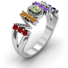 Красочные кольца с камнем рождения, кольца на день матери, 925 серебро, персонализированное кольцо с кубическим цирконием, подарок на день матери