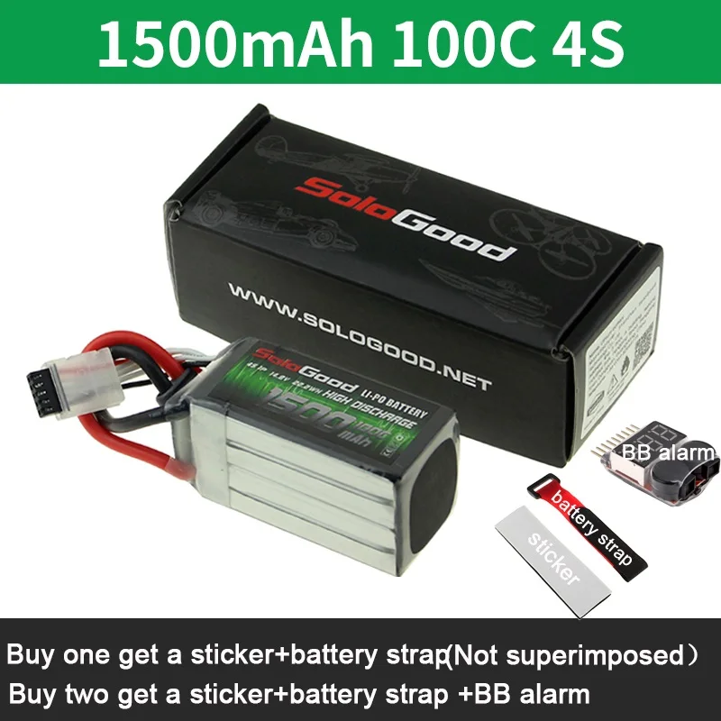 SoloGood Lipo батареи Li-Po батарея 2S 3S 4S 6S 550mAh 1150mAh 1500mAh 3200mAh 75C 100C RC с неподвижным крылом вертолет гоночный Дрон - Цвет: 1500mah 100C 4S