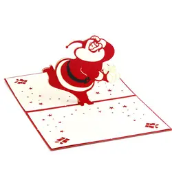 Трехмерная Санта Клаус 5 шт. фестиваль открытка 3D ручной работы Почтовые открытки новогоднее; рождественское открытка