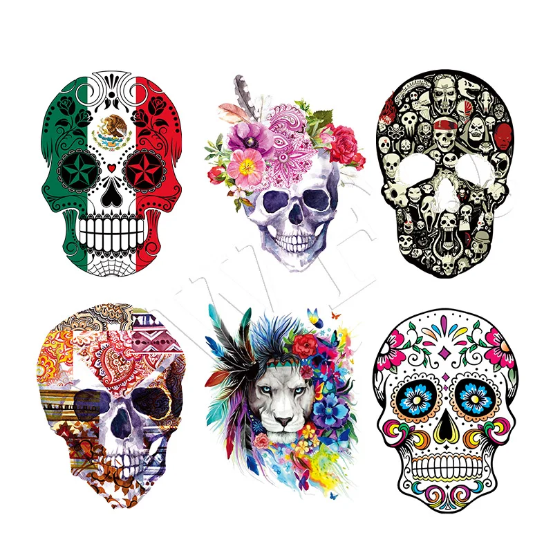 

Hiphop DIY Patches Clothes Stickers Iron-on Parches For Clothing West Coast Skull Patch Sticker Heat Transfer Badges Appliques