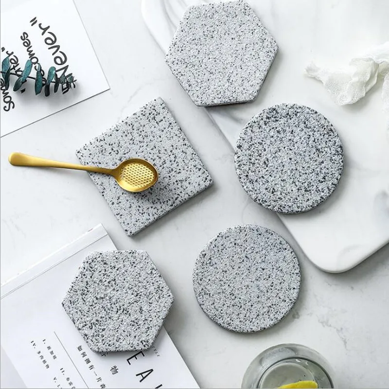 

Marble Stone Grain Ceramic Coasters Cup Pad Mat Heat Insulation Bowl Mat Coffee Tea Drink Coasters ZAKKA 1pc