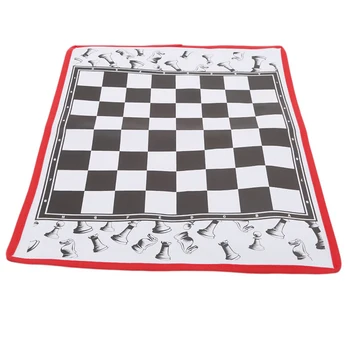 

Hot Sale Black and White Non-woven Fabric can be folded Chess Set with Chessboard International Standard Chess Game