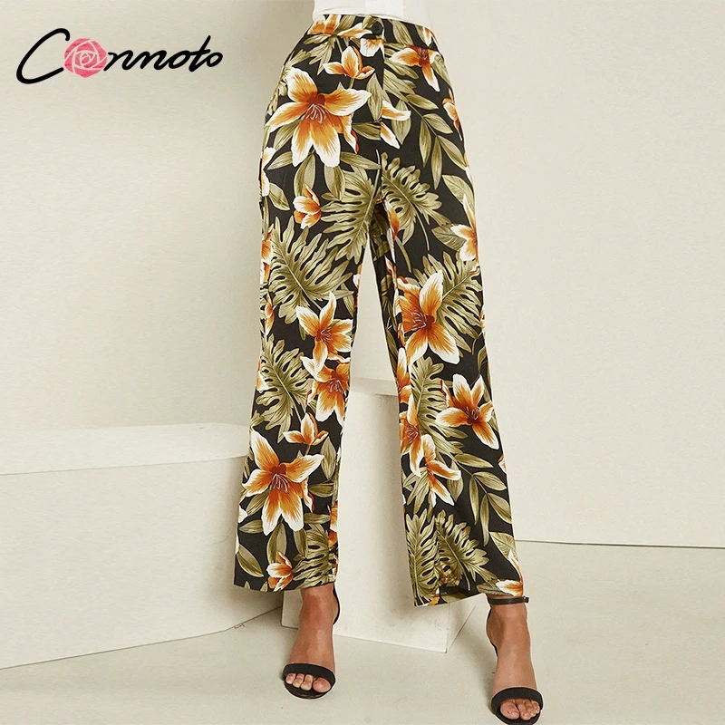 

Conmoto Casual Boho Floral Print Pants Women 2019 High Waist Straight Pants&capris Summer Beach Trousers Female Long Pants