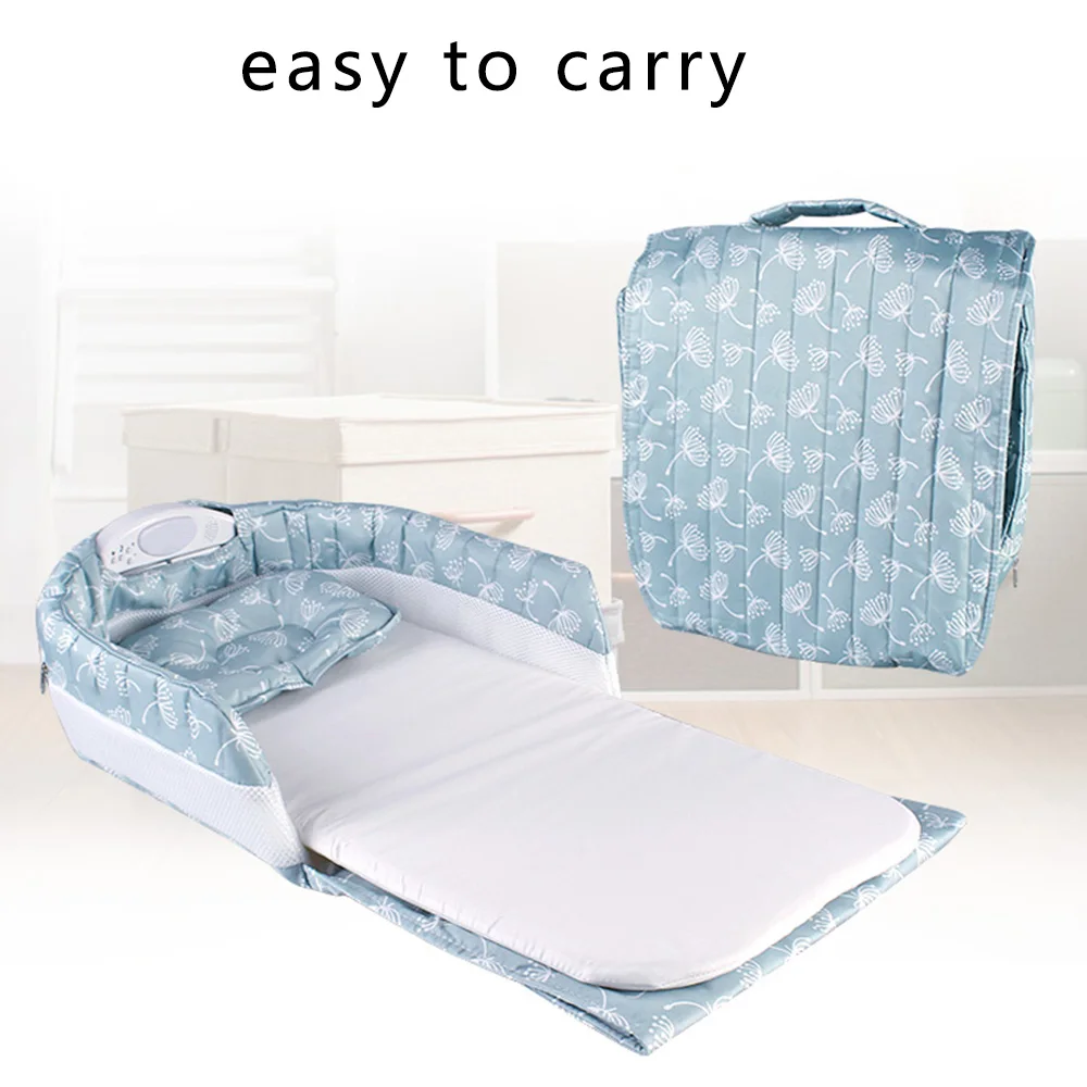 Portable Baby Separated Bed Multi-Function Infant Dandelion Separated Bed with Light Music Help Sleep Travel Bag Baby