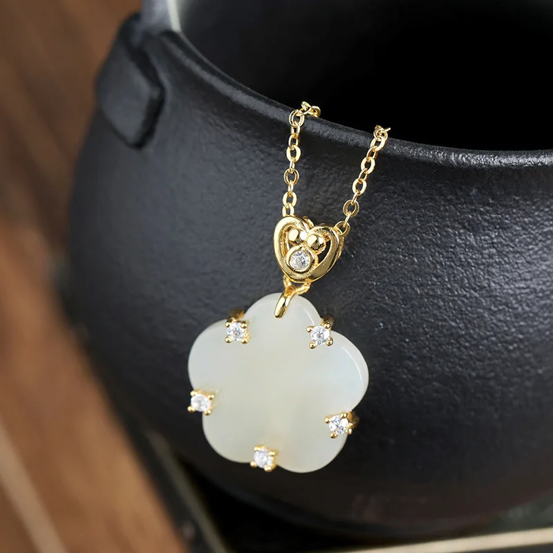 S925 silver inlaid natural ms hetian plum character high-grade pendant hanging | Украшения и аксессуары