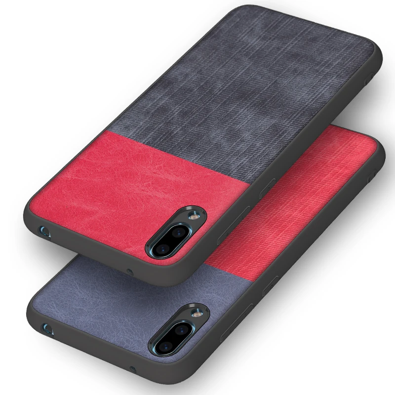Для huawei Y9 2019 чехол мягкий силиконовый край + жесткую Ткань текстуры Защита задняя