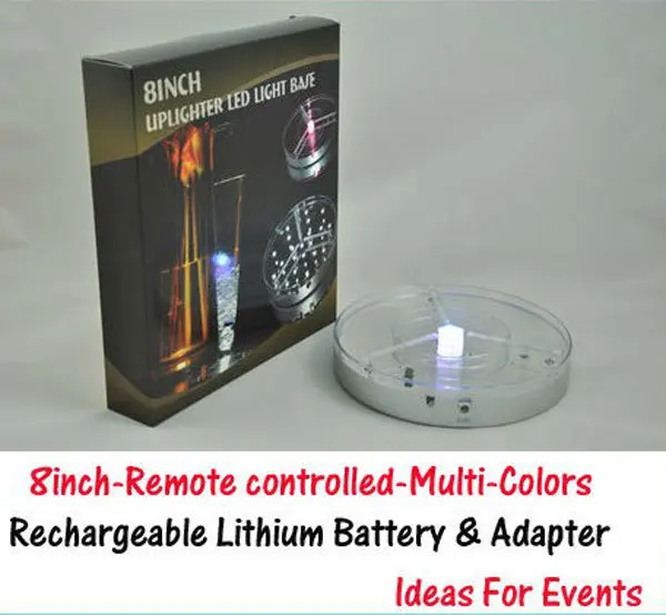 Base de Luz Prata para Debaixo do Vaso Decoração do Casamento de Iluminação Conduziu a Luz do Ponto de 8 Bateria Recarregável Operado Levou Rgbw Polegadas 4em1 18 Iluminação de Natal