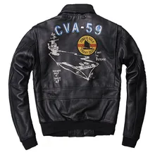 Черная Мужская CAV-59 Военная кожаная куртка пилота размера плюс XXXL Толстая Натуральная Воловья кожа Авиатор кожаная куртка