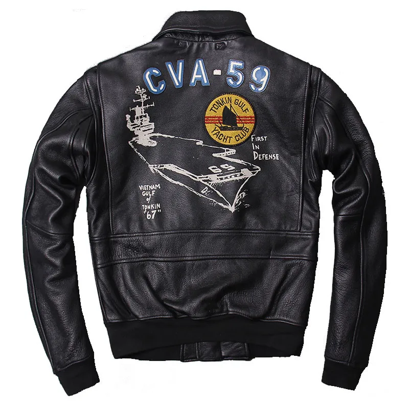 

2019 Black Men CAV-59 Military Pilot Leather Jacket Plus Size XXXL Thick Cowhide Genuine Aviator Leather Coat FREE SHIPPING