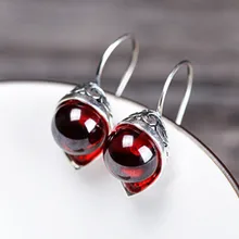 Тайские серебряные серьги S925 из чистого серебра, женские серьги и воротники из тайского граната