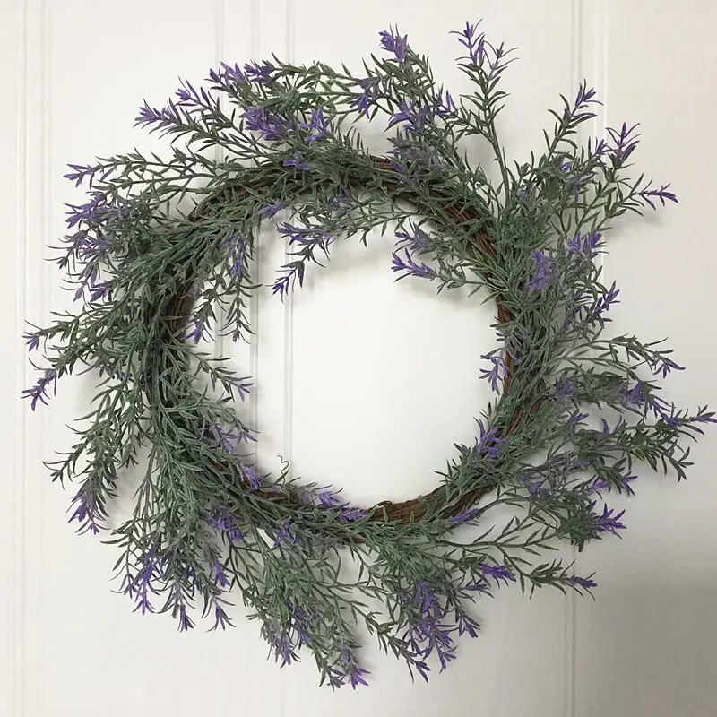 17 Inch Artificial Purple Lavender Plant Wreaths Home Decor Wreath Wedding Supplies Knocker Pendant Window Decoration - Цвет: purple