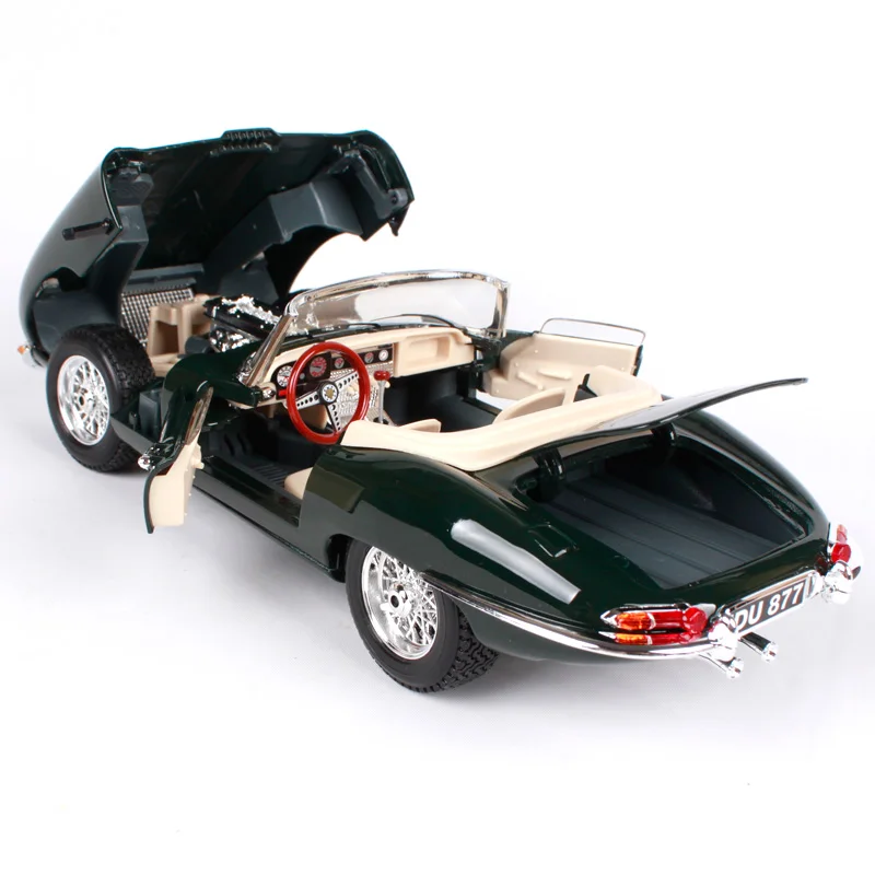 Bburago, 1:18, jaguar, e тип, темно-зеленый автомобиль, литой под давлением, 255*95*67 мм, классическая модель автомобиля, старая версия для сбора 12046