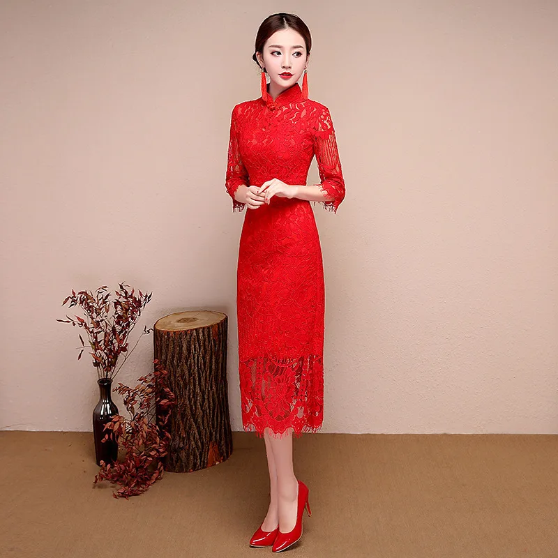 Bride Modern Cheongsam Wedding Sexy Chinese Traditional Dress Women