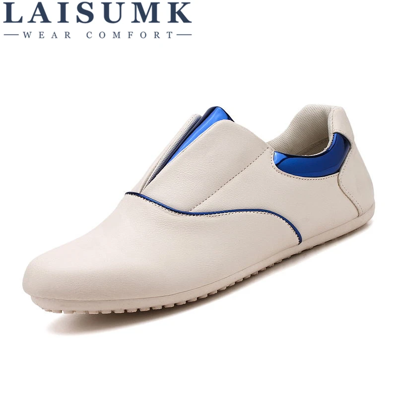 

LAISUMK Fashion Men Sneakers for Men Casual Shoes Breathable Lace up Mens Casual Shoes Spring Leather Shoes Men chaussure homme