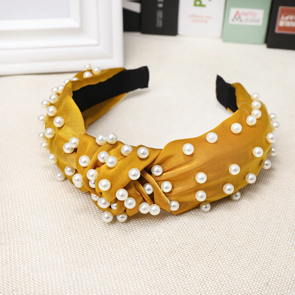 

2019 New Korean Pearl Headband for Women Bezel Simple Knotted Hair Loop Hairband Women Fashion Headwear Girls Hair Accessories