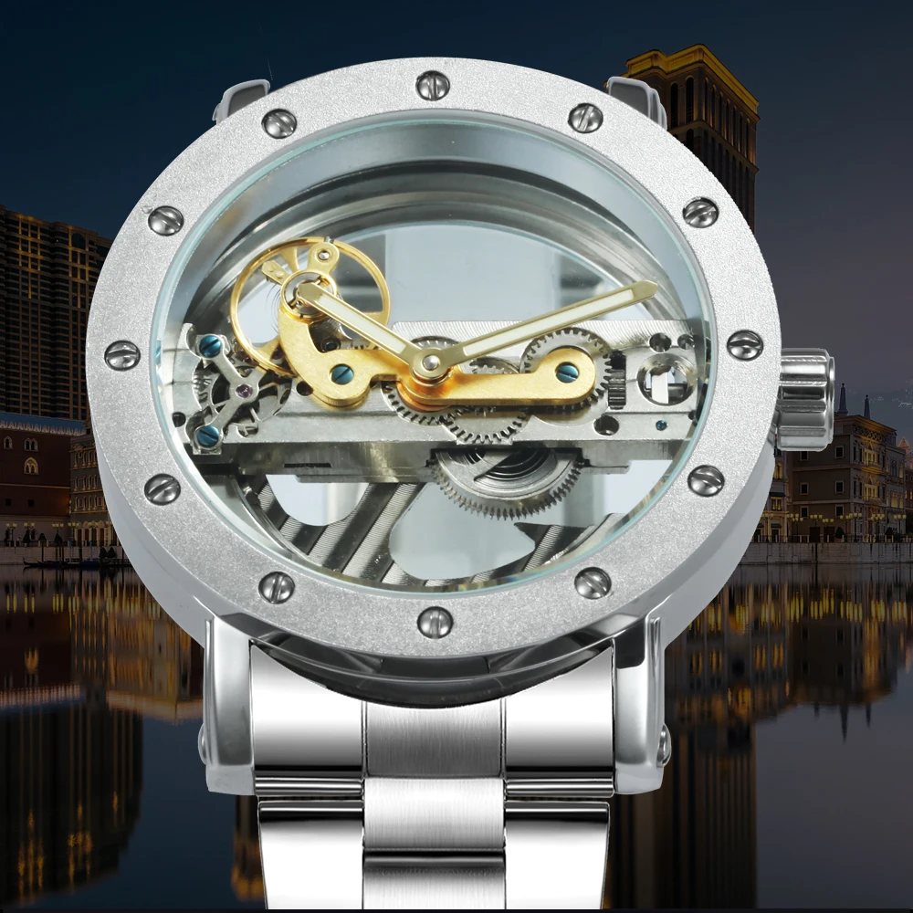 الرجال الأزياء خمر الميكانيكية المعصم الساعات الصلب Watchband الذكور التلقائي شفافة الذهبي جسر أعلى العلامة التجارية الفاخرة الرجال الأزياء خمر الميكانيكية المعصم الساعات الصلب Watchband الذكور التلقائي شفافة الذهبي جسر أعلى العلامة التجارية الفاخرة