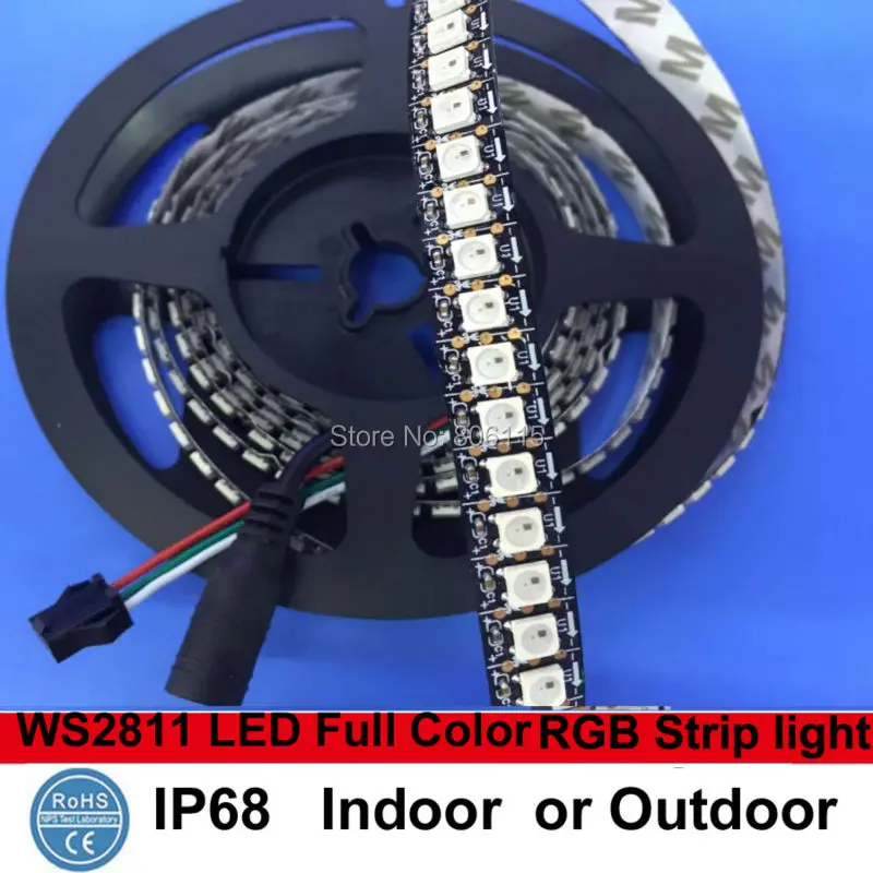 

WS2812 WS2812B LED Strip Light Black/White PCB WS2811 IC;WS2812B/M 144 pixelsIP44/IP67 DC5V Free Shipping