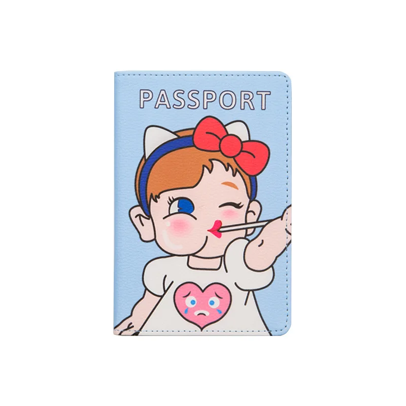 Многофункциональная папка для паспорта, милая мягкая кожаная Обложка для документов для девочек, Женская мультяшная Обложка, кошелек, сумки для паспорта - Цвет: 9