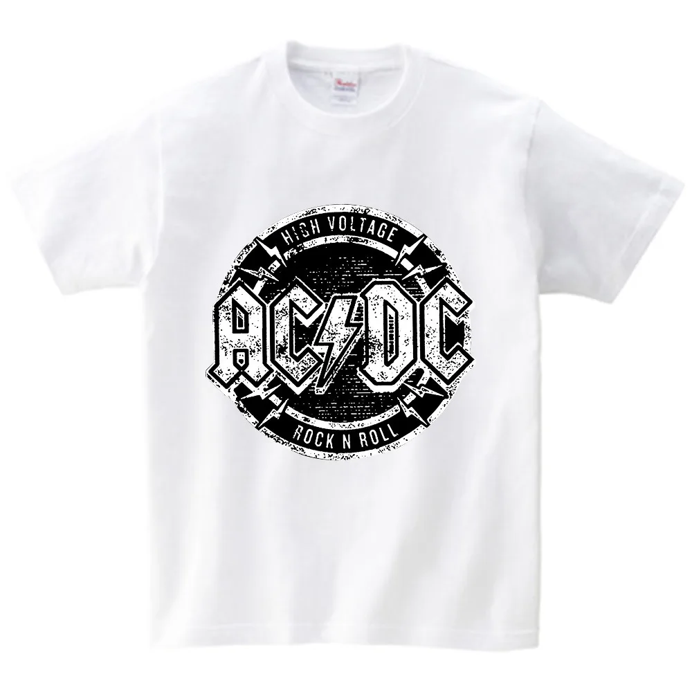 Футболка с принтом «Группа AC/DC Rock» для мальчиков и девочек, короткая футболка с круглым вырезом, топы с принтом «тяжелый металл», Детская футболка, От 3 до 8 лет NN