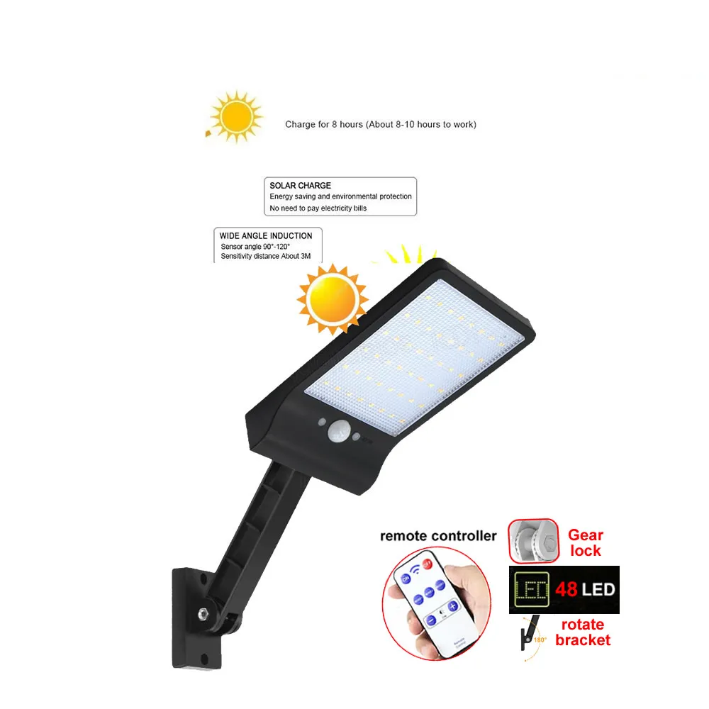 

48 LEDS 800 LM PIR frared Motion Sensor solar Flood Light LED spot Lamp Outdoor street wall Lightg spotli Solar Lamps for gar