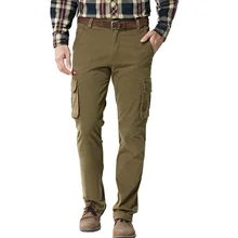 Осенне-зимние брюки-карго, мужские толстые теплые прямые брюки со средней талией, мужские хлопковые дышащие мужские брюки, много карманов, брюки-карго