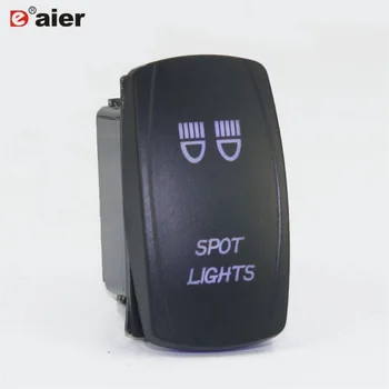 

1PC IP67 SPST 5 Pin ON OFF Locking Type Electrical Waterproof Blue Dual LED Auto Car Rocker Switch With Laser Symbol