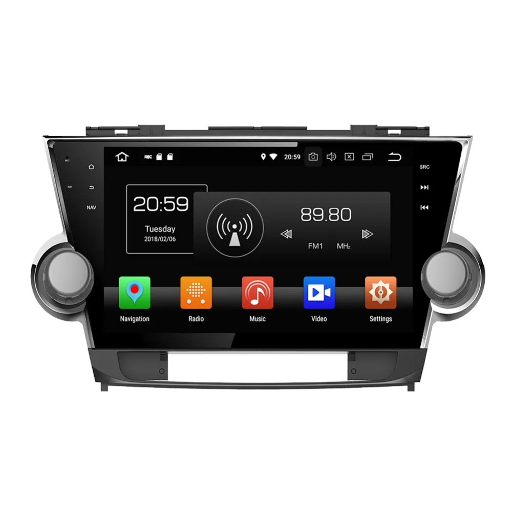 Android 8.0 HU octa core car dvd player for Toyota Highlander 2011 2014