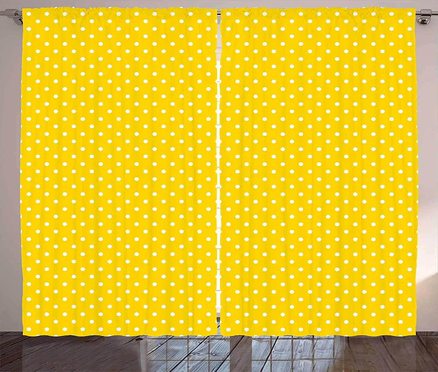 

Vintage Yellow Curtains Traditional Polka Dot Pattern Traditional European Spotty Retro Design Living Room Bedroom Window Drapes
