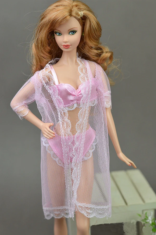 4sets Pajamas Lingerie Nightwear Lace Coat Bra Underwear Clothes For 11.5/" Doll