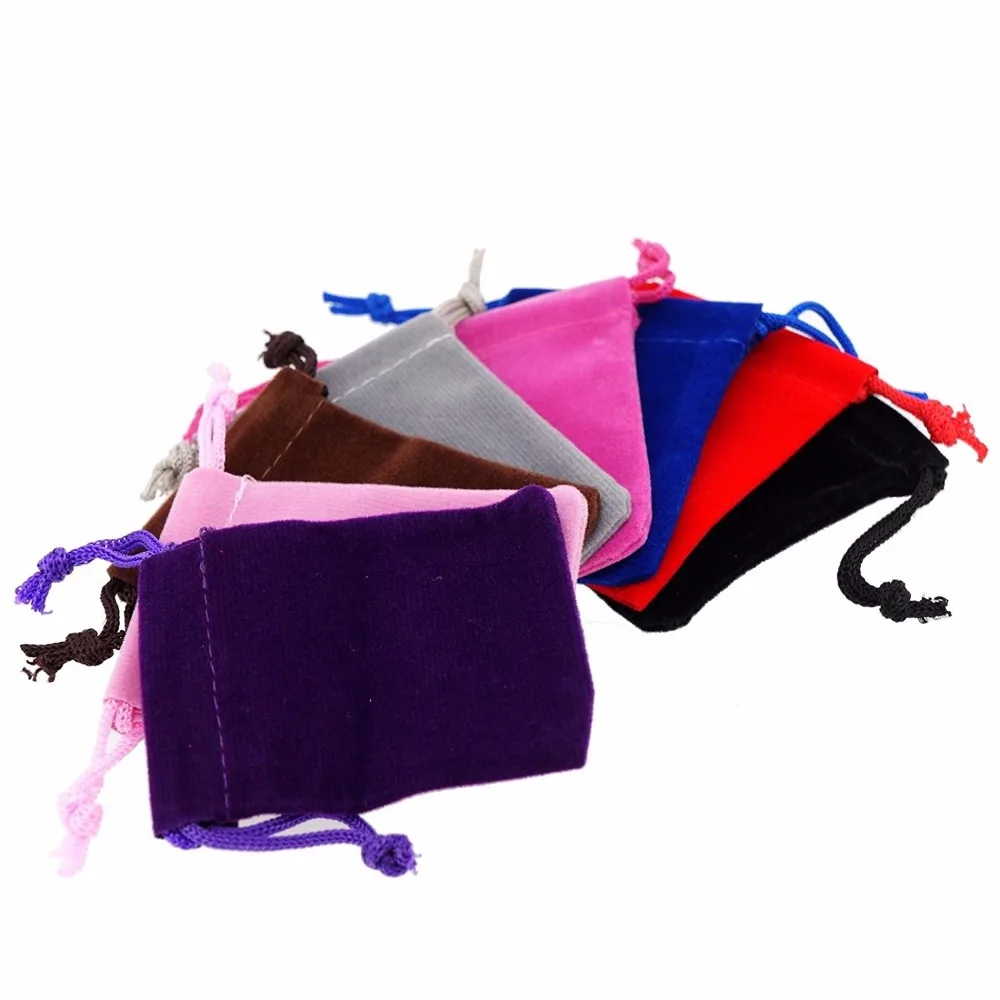 50 шт. бархатные мешочки с завязками мягкие разноцветные подарочные пакеты для ювелирных изделий 5x7 см, 7x9 см, 9x12 см