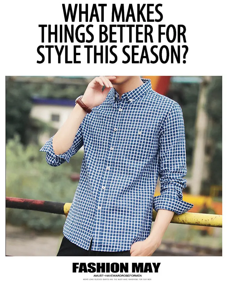 5XL Plaid shirts men clothing Autumn Spring Cotton long sleeve Top quality male shirts dress Brand Muls Plus size 2017 New DJ359-7