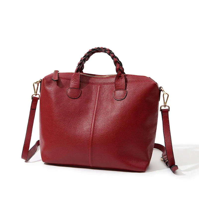 Free shipping! New large capacity soft Calfskin women handbags retro simple shoulder bag woven handle women messenger bag