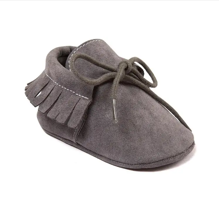 Разноцветная детская обувь для малышей на шнуровке с матовой кисточкой с мягкой подошвой для малышей 0-18 м - Цвет: Deep Grey