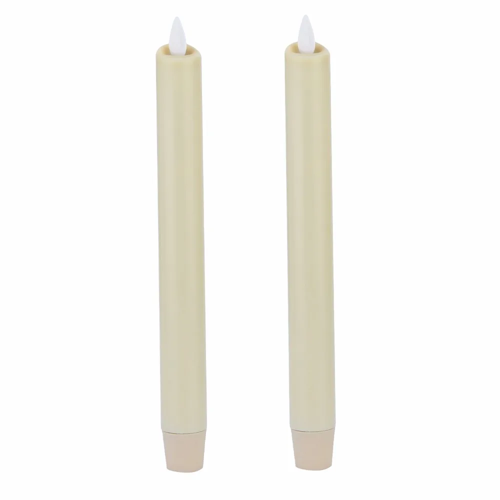Ksperway Set of 2 Flameless Moving Wick Real Wax LED Taper Candles with